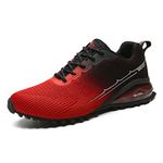 Eisrumu Mens Trail Running Shoes Hiking Cross-Country Trekking Sports Trainers Lightweight Breathable Walking Shoes Outdoor Sneakers Black Red UK14