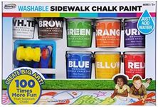 RoseArt Washable Sidewalk Chalk Paint, Big Super Set with 8 colours & 2 Foam Brushes