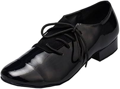 Minishion Men's TH149 Lace-up Black Pleather Wedding Ballroom Latin Taogo Dance Shoes US 12