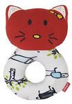 pikipo Plush Kitty Face Rattle Soft Toy with Round Handle (Red) - Toddlers