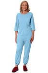 Ovidis Dementia Clothing - Alzheimers Anti-Strip Jumpsuit - Onesie for Elderly Women - Carrie Blue M