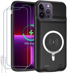 Battery Case for iPhone 13 Pro Max,Upgraded 12000mAh Rechargeable Portable Protective Extended Charger Case Wireless Charging Compatible with iPhone 13 Pro Max (6.7 inch) Charging Case & Carplay-Black
