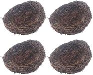 4 Pcs Rattan Rustic Bird Nests Simulation Twig Bird Houses Festival Rattan Nest Decorations for Birds and Small Furry Animals, Brown