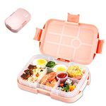 SGAONSN Children's Lunch Box with Compartments, Bento Box with 6 Compartments and 1 Silicone Seal Keep Food Fresh, Lunch Box Compartments for Microwaves and Dishwashers, for School and Picnics (Pink)