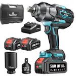 TaskStar Impact Wrench 3/4 inch, 1180Ft-lbs(1600N.m) Brushless Impact Gun High Torque Impact Driver w/ 5.0Ah Battery & Fast Charger, Electric Impact Wrench for Truck, Industrial Tasks