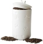 NIXBYO Dog Treat Container Airtight - 9"x5" Large Ceramic Dog Treat Jar for Kitchen Counter, White Dog Cookie Jar with Lid - Farmhouse Style Dog Treat Storage Container for Dogs, Cats, Pets