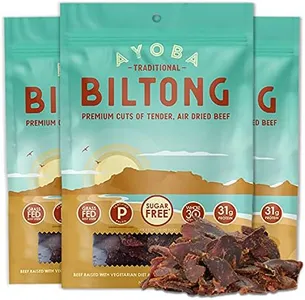 Ayoba Traditional Grass Fed Beef Biltong Slices (2 Ounce, Pack of 3) - Keto Friendly Air-Dried Grass Fed Beef Paleo Snacks - Gluten Free, Whole 30 Approved, Sugar free, No Carb Meat Snacks