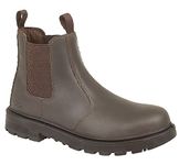 Mens Leather Safety Steel Chelsea Dealer Slip On Ankle Work Boots Shoes Size 6-14 - Brown - UK 10