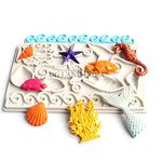 UG LAND INDIA Sea Shell Seahorse Coral Fish Wave Silicone Fondant Mold Cake Baking Mermaid Mold