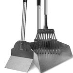 Upgraded Extra Large Dog Pooper Scooper Set, 3 Pack Adjustable Long Handle Metal Tray, Rake and Spade Poop Scoop with Bin for Pet Waste Removal, No Bending Clean Up for Medium and Large Dogs