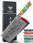 SANMUZUO Chinese Vegetable Knives Damascus Chef Knife 18CM - Xuan Series - Damascus Steel Kitchen Knife with Resin Handle (Fancy Orange)