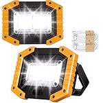 Edasion 30W LED Work Light Rechargeable COB Floodlight Super Bright 2000LM Portable Light Outdoor USB Battery Security Light Waterproof for Camping Fishing Hiking Car Garage, 2 Packs