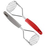 SWILAK Potato Masher, Stainless Steel Potato Ricer Masher Kitchen Gadget with Non-Slip Handle, Masher Utensil for Mashed Potato, Vegetables, Fruits & Baby Food, Black, Pack of 2 (Random Pack of 2)