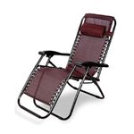 ginoya brothers - Recliner Sleeping Chair with Adjustable & Foldable Legs for Beach, Home Lounging, Camping Outdoor Activity (Maroon)