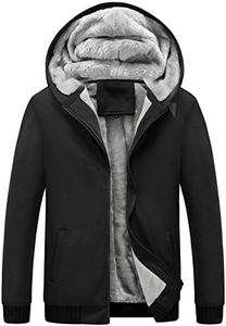 Yeokou Mens Zip Up Hoodies Winter Heavyweight Jackets Sherpa Fleece Lined Warm Coats, Black, XX-Large
