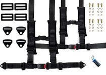 Two 4 Point Harness with 3 Inch Padding with Quick Auto buckle for kids and adults | UTV Harness | Racing Harness | Chest Buckle | Comfortable Padding | All Black (Black With Seat Belt Bypass)