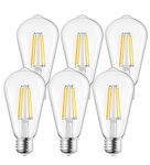 Brightown Vintage LED Edison Bulbs, 6W, Equivalent 60W, High Bright 2700K Warm White,750 Lumens, Non-Dimmable, E26 Base ST58 Antique Filament Bulbs with 80+ CRI for Chandelier Ceiling Bathroom Porch