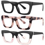 Okany Blue Light Blocking Gla-sses for Women Men Fashion Computer Screen Gaming TV Phones Anti Eyestrain & UV Glare Gla-sses 3 Pack