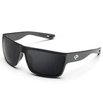 TOREGE Polarized Sports Sunglasses for Men and Women Cycling Running Golf Fishing Sunglasses TR26 (Black Frame & Grey Lens)