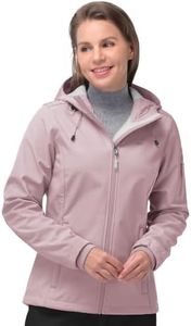 33,000ft Women's Softshell Jacket, Fleece Lined Warm Jacket Light Hooded Windproof Coat for Outdoor Hiking