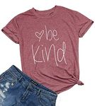 Be Kind Shirts for Women Cute Inspirational Tee Shirts Funny with Sayings Tee Top Casual Shirts (XL, Pink)