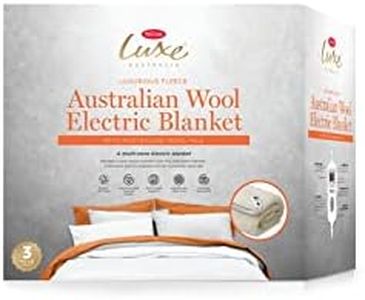 Tontine Luxe Australian Wool Multizone Electric Blanket, Single Bed, Wool Fleece Top Layer, 40cm Fitted Skirt, Multizone Warmth, Overheat Protection, Auto Off Timer, 3 Heat Settings