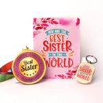 Regalocasila Best Sister In The World Keychain Raksha Bandhan Combo Gift for Sister from Brother Best Sister In The World Greeting Card Best Sister Medal Birthday Gift for Sister Combo Gift For Rakhi