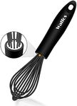 Walfos Silicone Whisk, Stainless Steel Wire Whisk - Heat Resistant Kitchen Whisks for Non-Stick Cookware, Balloon Egg Beater Perfect for Blending, Whisking, Beating, Frothing & Stirring, 21cm, Black