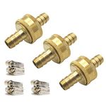 3 Sets 1/2" Brass Garden Hose Mender End Repair Kit, Female and Male Hose Connector with Stainless Clamps