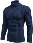 Ekouaer Mens Slim Fit Shirts Stretchy Casual Long Sleeve Tops Lightweight Pullover Ribbed Tee (Navy Blue, L)