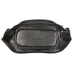 Sassora Genuine Premium Leather Black Belt Bag Elegant Casual Waist Bag High Black Metal Fittings Travel Pouch