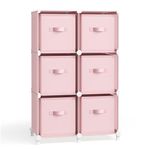 SONGMICS Cube Storage Organizer with Storage Boxes, Set of 6-Cube Organizer, 6 Collapsible Non-Woven Fabric Bins, Customizable, Space-Saving, Bedroom, Jelly Pink ULPC062R01