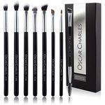 Oscar Charles 8-Piece Professional Eye Makeup Brush Set with Soft Blending Brushes, Eyeshadow Brushes, and Eyebrow Brushes - Silver