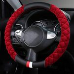 Car Steering Wheel Cover Case Winter Warm Plush Soft Plush Set Goods Auto Protector Universal Fur Wheel Car Interior Accessories Red