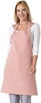 TOSHE Kitchen Apron Waterdrop Resistant Cotton Apron with adjustable Aprons for Women with Pockets 10 Color option Cooking Powder Pink Apron (Powder Pink)