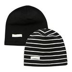 LACOFIA 2 Pack Baby Beanie Hat Kids Super Soft Cotton Cap Boys Knit Hats Black 3-7 Years L