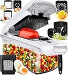 9-in-1 Deluxe Vegetable Chopper Onion Chopper Food Chopper Manual Spiralizer - Multifunctional Vegetable Cutter Veg Onion Dicer Salad Chopper Potato Cutter - Juicer Egg Slicer Yolk Separator Peeler