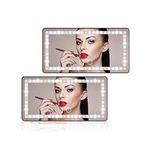 Car Sun Visor Vanity Mirror, 2 Pcs Rechargeable Makeup Mirror with 3 Light Modes & 60 LEDs - Dimmable Clip-on Rear View Sun-Shading Cosmetic Mirror, Universal for Car SUV Truck (Black)