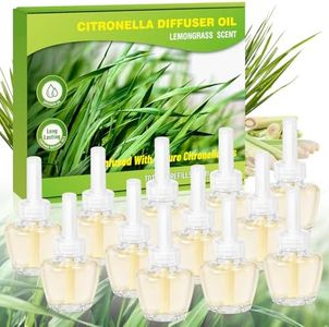 Plug-in Air Freshener Refills - Citronella Lemongrass Fragrance, 12-Count Aromatherapy Oil Diffuser for Home, Bathroom and Outdoors - Compatible with Air Wick, Compatible with Glade