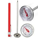 2pcs Instant Read Pocket Thermometer Milk Frothing Thermometer, 1-Inch Dial Thermometer with 2pcs Calibration Sleeves for Coffee Drinks Chocolate Milk Foam. (Stainless Steel)