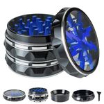 Clear Top Herb Grinder Metal Large 2.5'' Large 4-part, Aluminum Alloy Spice Grinder with Pollen Catcher (Black Blue)