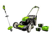 Greenworks PRO 80V 21-Inch Self-Propelled Mower + 16-Inch String Trimmer, 4.0 AH + 2.0 AH Battery and Charger Included 1314302HD Mower/String Trimmer