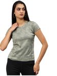 Urban Komfort Women Camouflage Design Active Wear Gym Workout Athletic Running Walking T-Shirt in Green Color (Size- XL)