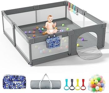 LUTIKIANG Baby Playpen, 79" X 71" Extra Large Playpen for Babies and Toddlers with Gates, Baby Play Yards, Baby Fence Play Area, Safety Indoor Baby Play Area with Ocean Balls (Grey)