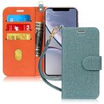 FYY Luxury PU Leather Wallet Case for iPhone Xr (6.1") 2018, [Kickstand Feature] Flip Folio Case Cover with [Card Slots] and [Note Pockets] for Apple iPhone Xr (6.1") 2018 Turquoise