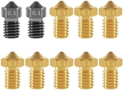 TIOPY V6 Juego de boquillas para impresora 3D 0.4 mm, 2 piezas acero endurecido +8 piezas latón, para impresora 3D con filamento 1.75 Anycubic I3 Mega Prusa I3 MK3/MK3S