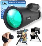 12x52 Monocular Telescope with Smartphone Adapter and Upgraded Tripod, HD Handheld Telescope - High Powered Monocular Scope for Adults - Birdwatching - Gifts for Men Him Dad Husband Boyfriend (Black)