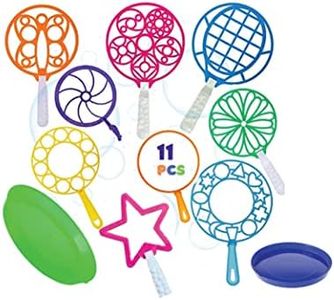 11pc Bubble Wands Set - Mega Bubble Fun Kit for Kids & Adults, 9 Giant Wands up to 8" Wide, Tray for Easy Dipping, Outdoor & Indoor Bubbles Bonanza