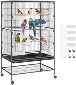 VEVOR 52 Inch Bird Cage, Wrought Iron Large Parakeet Flight Cage with Rolling Stand and Slide Out Tray, Standing Big Bird Cage for Parakeets, Parrots, Cockatiels, Budgies, Lovebirds, Pigeons