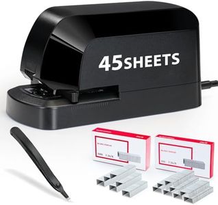 Electric Stapler for Desk Value Pack, 45 Sheet Capacity, Includes 1500 Staples & Staple Remover, No-Jam, Faster Stapling, AC Adapter Powered (Pure Black)